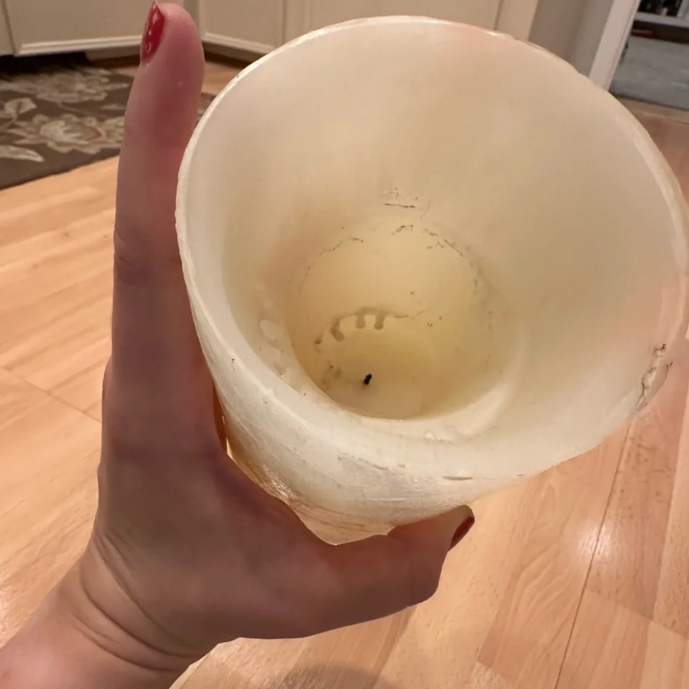 Large white pier one pillar candle